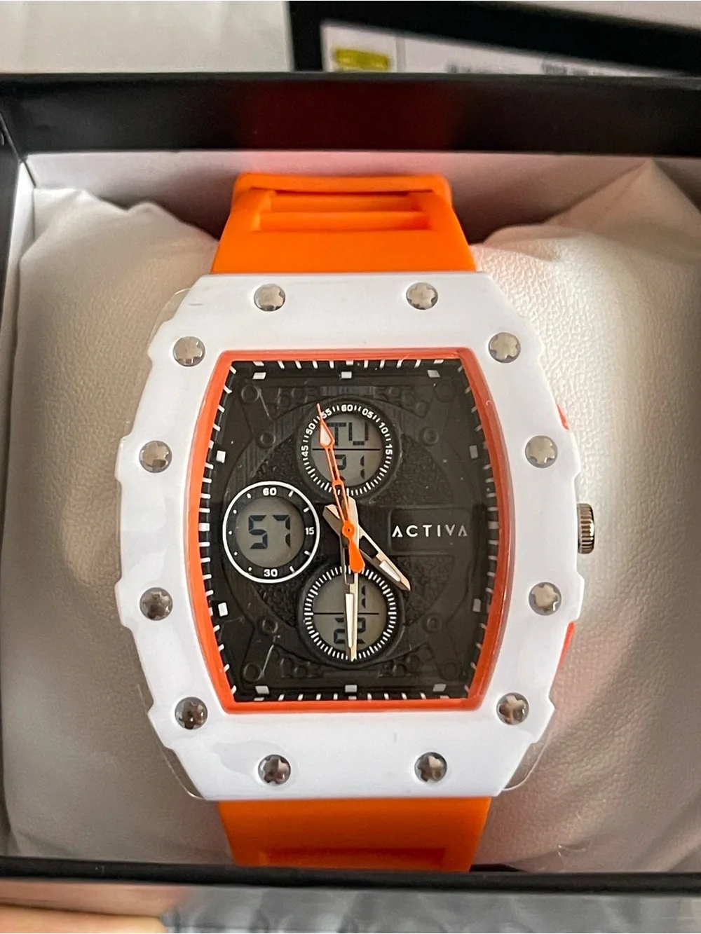 Activa X Invicta Digital Essentials Men's Watch - 42.8mm, Orange & white, new